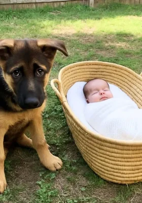 Un bărbat își aude câinele lătrând în depărtare și îl găsește păzind un bebeluș abandonat