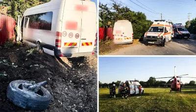 Cumplit! Patru persoane spulberate de un microbuz în fața porții în Giurgiu! Elicopterul SMURD a intervenit de urgență!