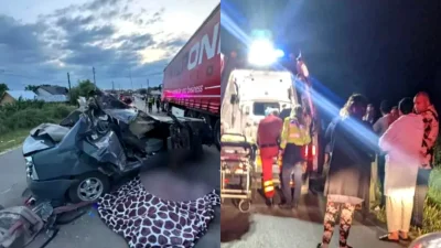Tragedie în Galați! Doi frați morți după ce mașina lor a fost zdrobită de un TIR! Șoferul fără permis a fugit de la locul faptei!