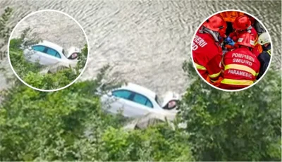 Accident grav pe DN7 la Brezoi! Mașină căzută în râul Olt, șofer rănit