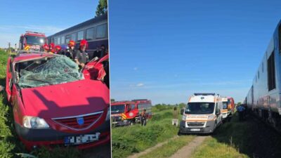 Impact nimicitor în Dâmbovița între un tren cu 100 de pasageri și o mașină. Cine este bărbatul care a murit pe loc