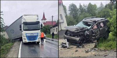 Un șofer a fost spulberat de un TIR intrat pe contrasens în Băuțar. Bărbatul a fost preluat de urgență de medici