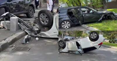 Răsturnare spectaculoasă pe un bulevard din București! O tânără de 29 de ani a ajuns la spital după un impact dur pe plafon