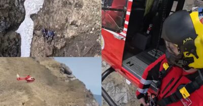 Au căzut 100 de metri în gol în Bucegi! Doi turiști din București au scăpat cu viață printr-o minune pe Brâna Caraimanului