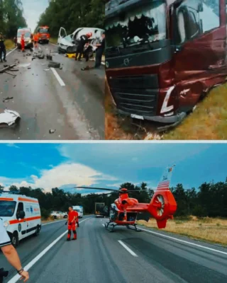 Tragedie pe DN 56A: Un microbuz a fost spulberat de un TIR. O persoană a murit, alta a fost preluată de elicopter