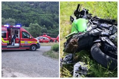 Clipe de coșmar pe șosea. Un minor a fost preluat de urgență de elicopterul SMURD după un impact violent