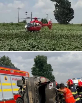 Tragedie cumplită la o trecere de cale ferată. O mașină a fost spulberată de tren, iar doi copii au fost preluați de urgență cu elicopterul