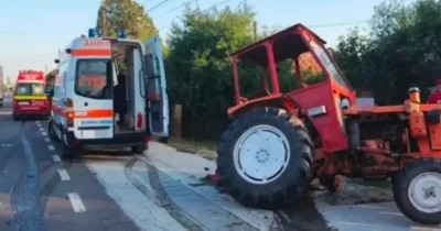 Accident grav cu un utilaj agricol. Intervenție de urgență a salvatorilor pentru o persoană rănită