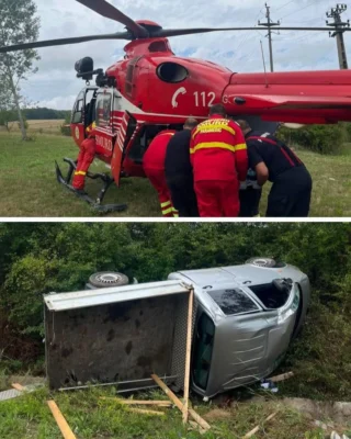 Accident grav în județul Cluj. O persoană a murit și alta a fost rănită după ce o autoutilitară s-a răsturnat