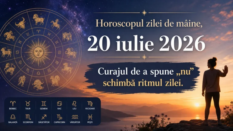Horoscopul zilei de mâine, 20 iulie 2026. Curajul de a spune „nu” schimbă ritmul zilei