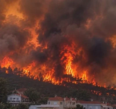 Incendiu puternic de pădure în regiunea Attica. Vântul îngreunează intervenția pompierilor