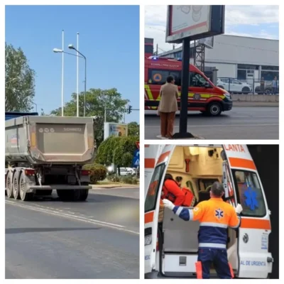 Accident rutier grav în Capitală. O mamă a murit după ce un camion a lovit o familie pe trecerea de pietoni