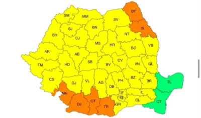 Cod galben de caniculă și vijelii în aproape toată țara. Temperaturile ating 38 de grade în sudul României