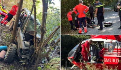 Accident grav, tânăr de 24 de ani transportat cu elicopterul SMURD