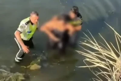 Clipe de coșmar! Doi polițiști au intrat în apă după o femeie a…