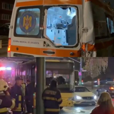 ACCIDENT la Brașov! Ambulanță cu o minoră însărcinată, în coliziune cu o mașină și un autocar!
